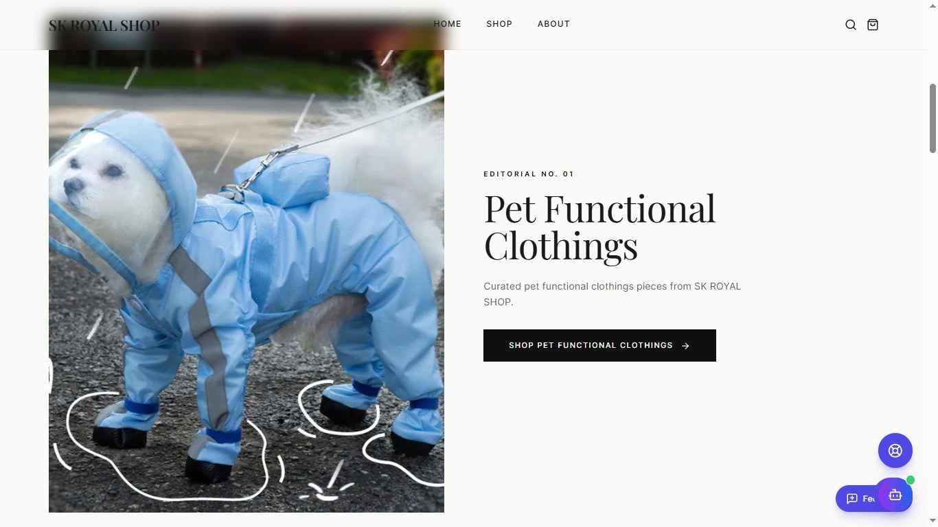 SK Royal Shop pet category page built with Astrixy