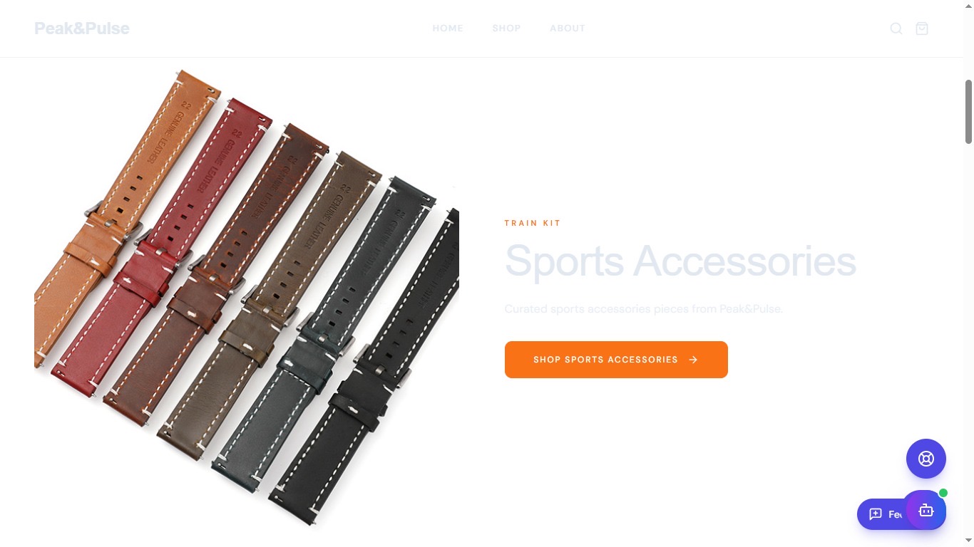 Peak&Pulse sports accessories collection built with Astrixy