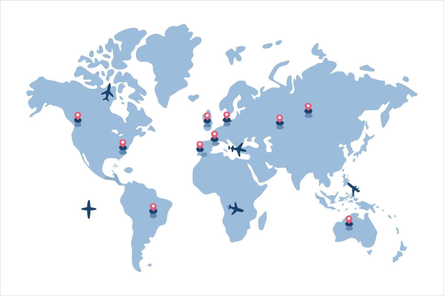 World map illustration showing international shipping destinations