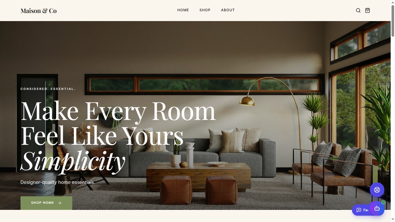Maison & Co home storefront built with Astrixy