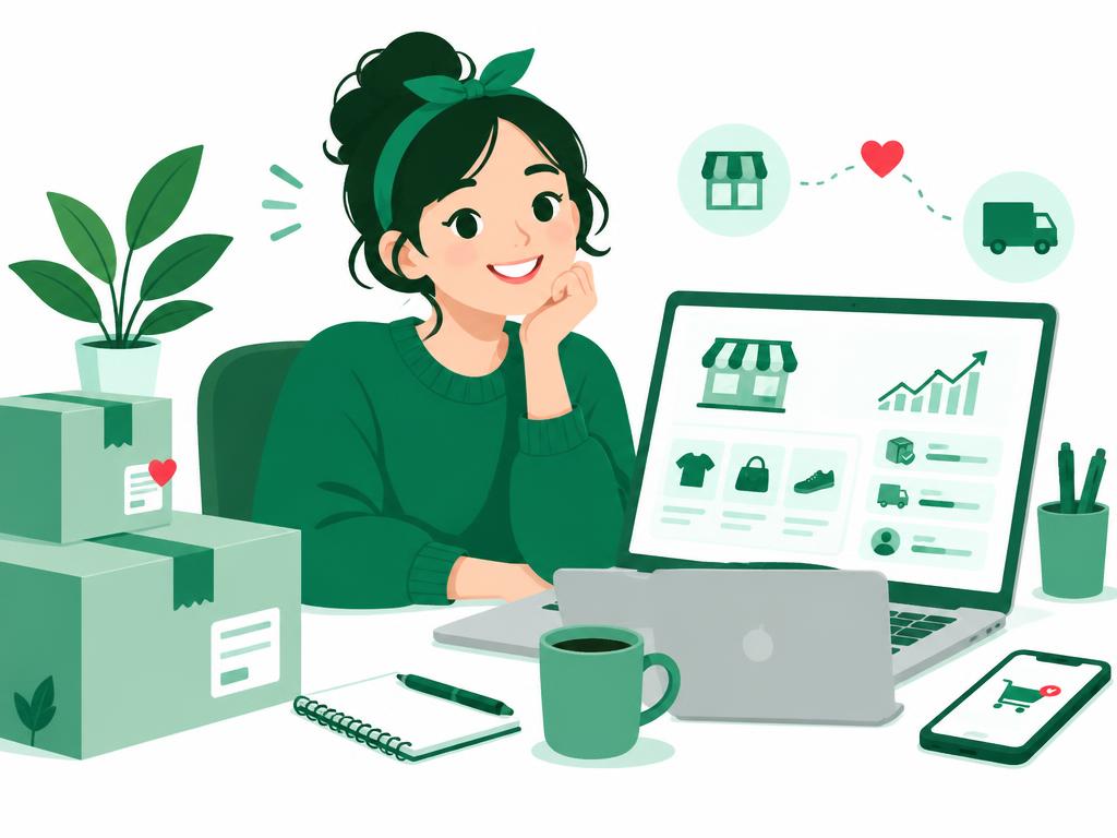 Merchant managing an online store