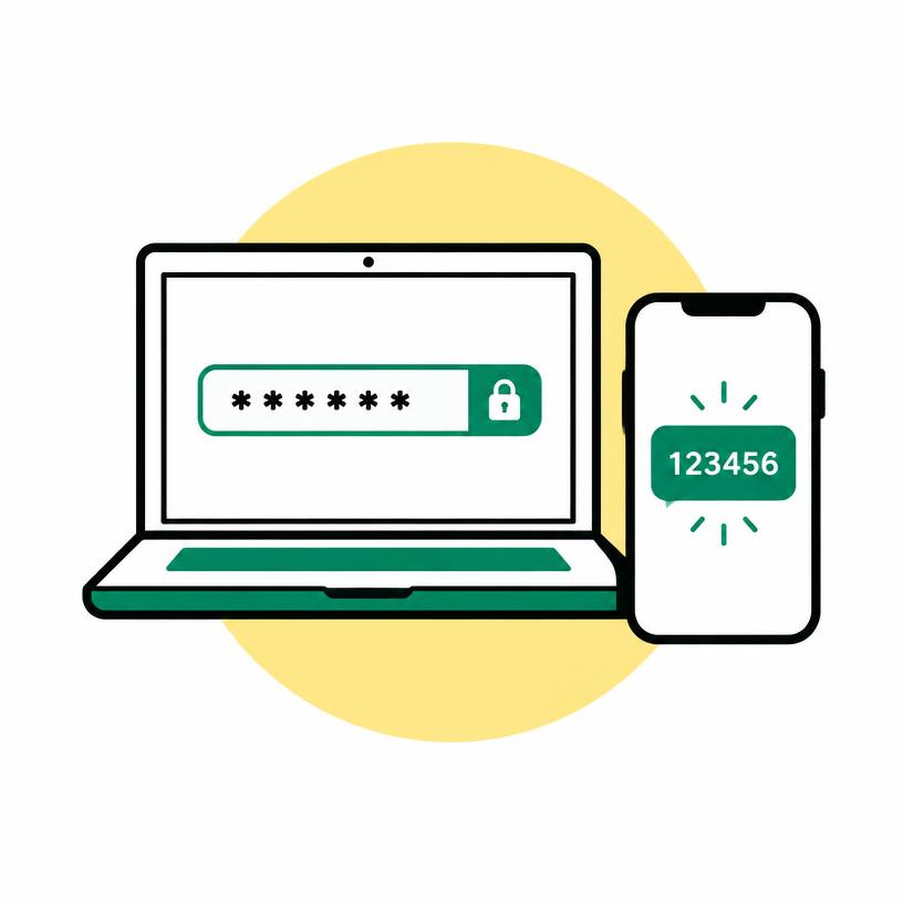 Two-step sign-in on laptop and phone